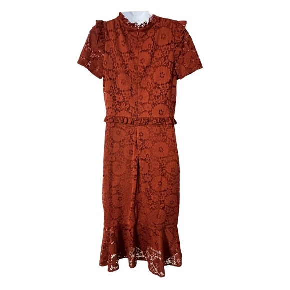 Ali & Jay Los Angeles lace ruffle stretch midi dress Large - Picture 2 of 9